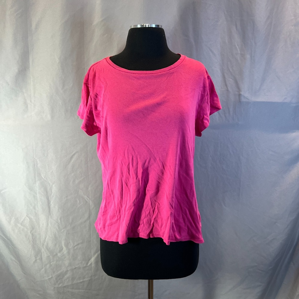 Liz Claiborne T Shirt Womens XL Pink Cotton Short Sleeve Round Neck Pullover